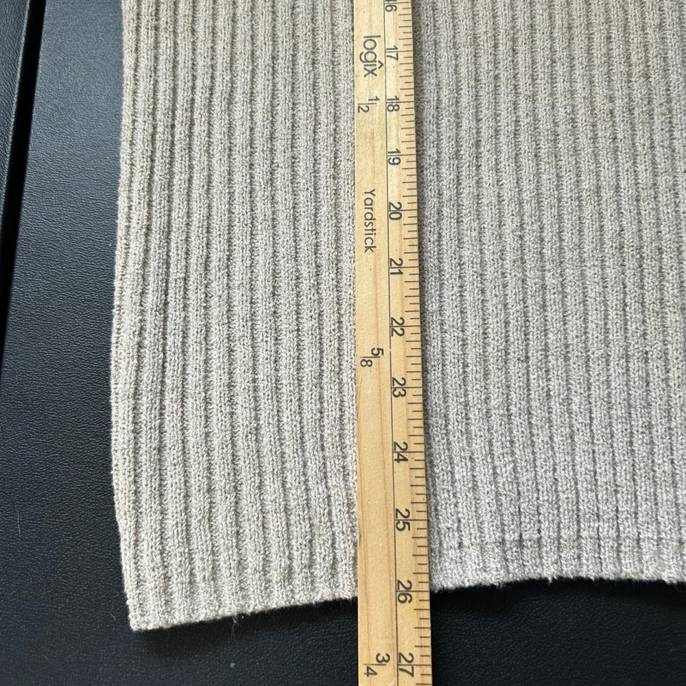 Vintage New River Co Ribbed V-Neck Sweater Beige Heavy Cotton Blend Knit Mens XL